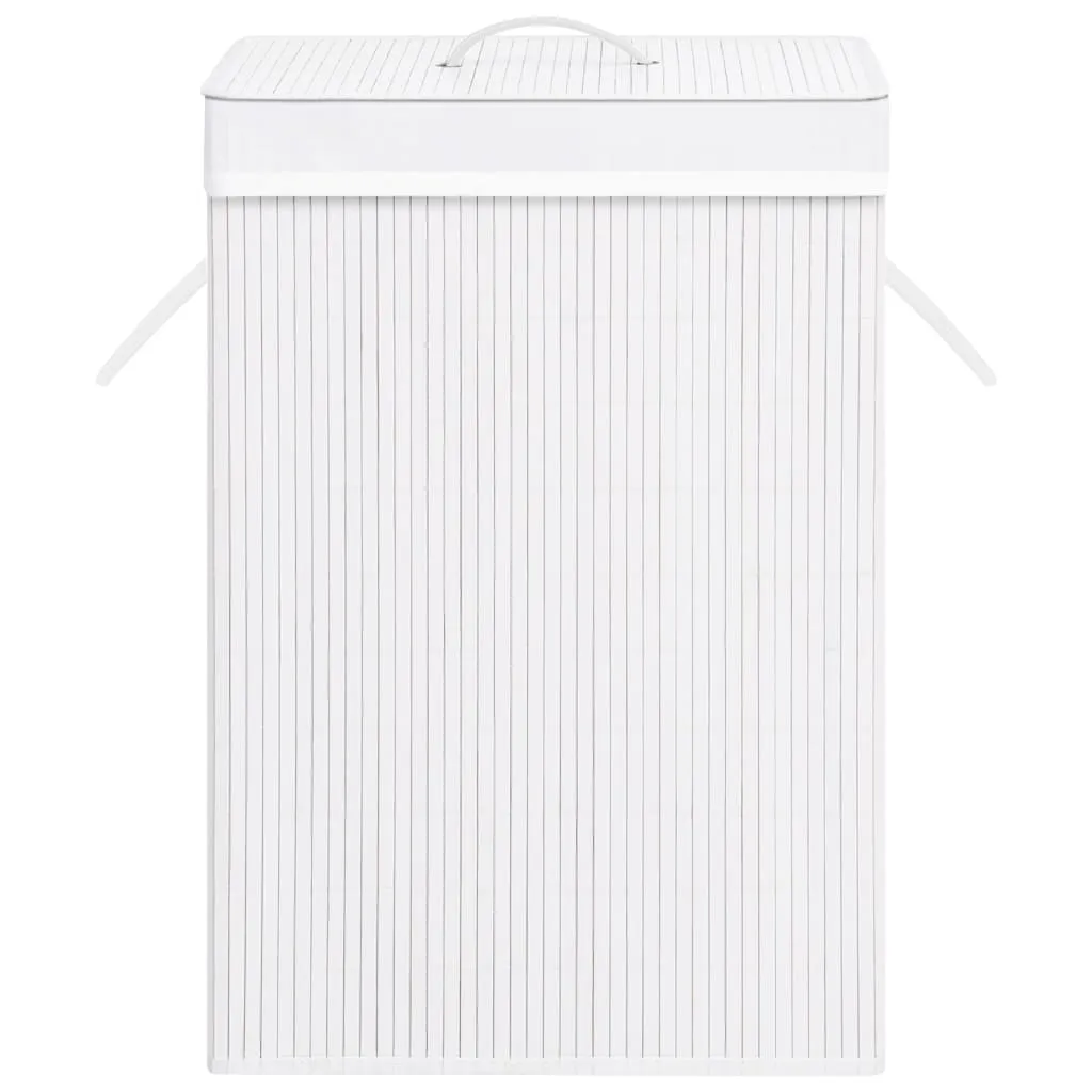 vidaXL Bambus-Wäschekorb mit 1 Fach Weiß – Bild 4