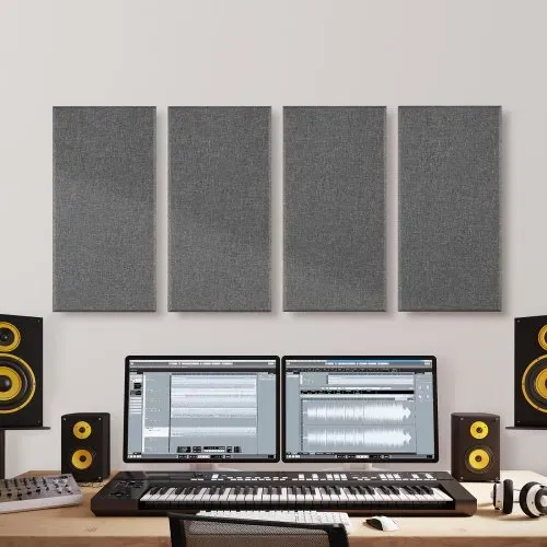 VEVOR Akustikpaneele, 4 Stück, 600x300x50 mm, Fiberglas, schallabsorbierende Platten, selbstklebende, Akustik Wandpaneele, für Studios, Büros, Heimkinos, Konferenzräume, grau – Bild 7