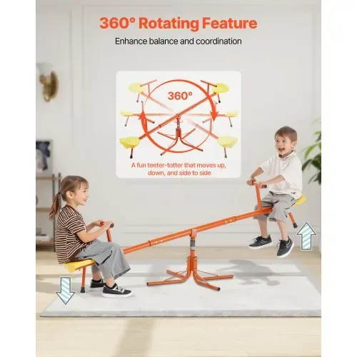 VEVOR Kinderwippe, 45,4 kg Tragkraft pro Sitz, Gartenwippe mit 4-zackigen Stützbeinen, Schaukelwippe, 360 Grad drehbar, Spielplatzgerät für Kinder ab 3 Jahren, 1905x790x660 mm – Bild 2
