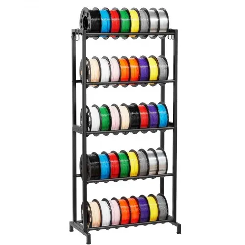 VEVOR Filament Lagerregal für 3D-Drucker, 5 Ebenen, Filamentspulenhalter, 635 x 320 x 1300 mm Tragkraft 45,3 kg pro Ebene, 3D-Druckerzubehör Organizer für 3D-Druckstudio, Werkstatt, Schwarz – Bild 8