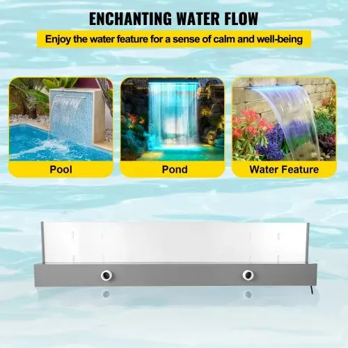 VEVOR Wasserfall 92 x 8 x 21 cm, Teich Wasserfall aus Acrylmaterial, Wasserfall und Bachlaufsets 8 m Netzkabel für Garden Wand, Mauer Gabione Teich Springbrunnen Bunte Streife, Wasserfontäne für Pool – Bild 3