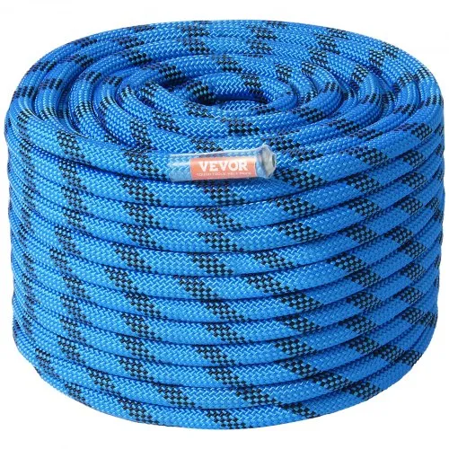 VEVOR 12,7 mm statisches Kletterseil, 60,9 m (200 Fuß) Outdoor-Kletterseil, 30 kN Bruchfestigkeit, Faserseil für Flucht, Abseilen, Brandrettung, Blau VEVOR 12,7 mm statisches Kletterseil, 60,9 m (200 Fuß) Outdoor-Kletterseil, 30 kN Bruchfestigkeit, Faserseil für Flucht, Abseilen, Brandrettung, Blau