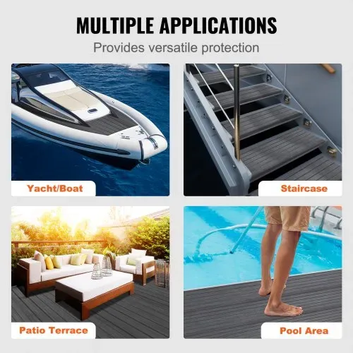 VEVOR Bootsbodenbelag, Bootsdeck aus EVA-Schaum, 2400 x 450 x 6 mm, rutschfester, selbstklebender Bodenbelag, 10800 cm² großer Marineteppich für Boote, Yachten, Pontons, Kajakdecks – Bild 5