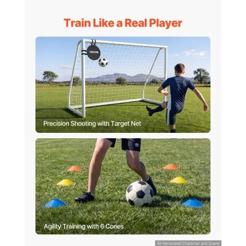 VEVOR Fußballtor 300 x 200 cm Tragbares PVC Outdoor-Soccertor mit PE-Netz, für Gärten, Parks und Schulen, Wetterfest, mit Bodenankern, Zielscheibe, 600D-Oxford-Tasche und Stabilität bei über 110 km/h – Bild 4