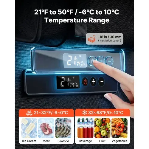 VEVOR Kompressor Kühlbox 13 L, Elektrischer Autokühlschrank, Mini Kühlbox -6 °C bis 10 °C, 12/24 V DC, Tragbarer Reisekühlschrank für Camping, Reisen, Auto, Lkw, Wohnmobil, SUV und Boot – Bild 2