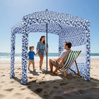 VEVOR Strand-Cabana 183 x 183 cm Strandüberdachung mit Seitenwand, UPF 50+ Sonnenschutz, Strandpavillon mit Sandsäcken, großer tragbarer Sonnenschutz Sonnenschirm für Familie Freunde Outdoor VEVOR Strand-Cabana 183 x 183 cm Strandüberdachung mit Seitenwand, UPF 50+ Sonnenschutz, Strandpavillon mit Sandsäcken, großer tragbarer Sonnenschutz Sonnenschirm für Familie Freunde Outdoor