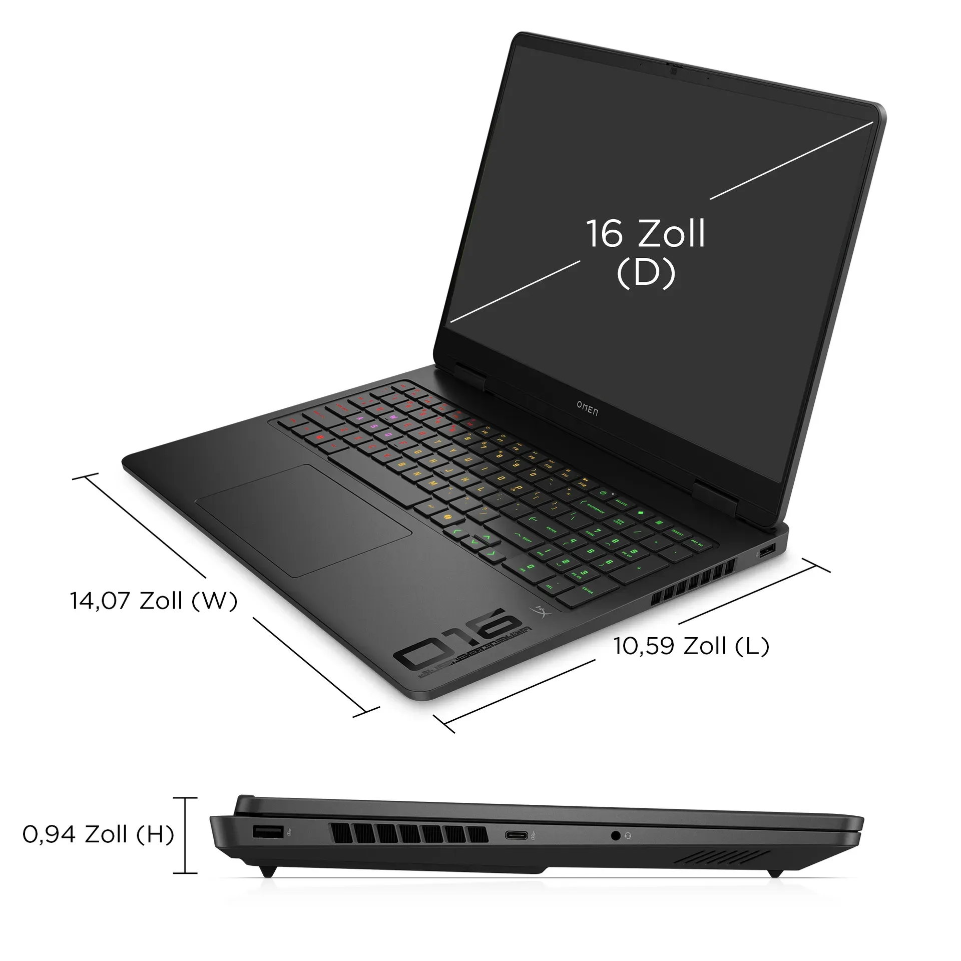 HP OMEN Gaming 16-am0279ng Intel Core Ultra 7 255H Laptop 40,6 cm (16") 2K 24 GB DDR5-SDRAM 1 TB SSD NVIDIA GeForce RTX 5060 Wi-Fi 6 (802.11ax) Windows 11 Home AI PC Schwarz – Bild 6