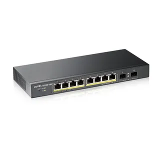 Zyxel Switch smart managed Layer2 10 Port • 8x 1 GbE • PoE Budget 77 Watt • 8x PoE at • 2x SFP • Desktop • Lüfterlos • GS1900-10HP V2 Zyxel Switch smart managed Layer2 10 Port • 8x 1 GbE • PoE Budget 77 Watt • 8x PoE at • 2x SFP • Desktop • Lüfterlos • GS1900-10HP V2