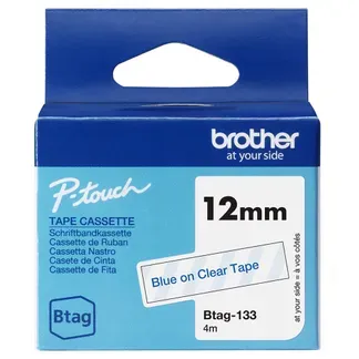 Brother BTAG-133 Etiketten erstellendes Band Blau auf transparent Brother BTAG-133 Etiketten erstellendes Band Blau auf transparent