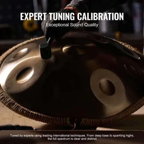 VEVOR Handpan, 55 cm, 12 Noten, D-Moll-Handtrommel, Drum-Instrument mit Schlägeln, 440-Hz-Handpan-Ständer & Tragetasche, Heilende Klangtrommel aus Stahl, Schlaginstrumente für Erwachsene & Anfänger – Bild 4