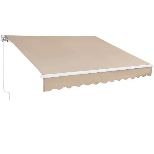 VEVOR Manuell Einziehbare Markise, 304,8 x 243,84 cm Außenterrassen-Markise Sonnenschutz, Wasserabweisendes Polyester, Terrassentür-Fenster-Markise, Sonnenschutz mit Kurbel für Hinterhof, Balkon – Bild 9