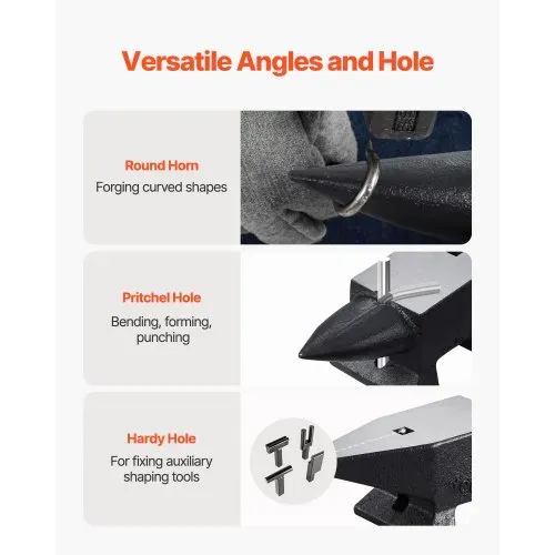 VEVOR 10kg(22lbs) Schmiedeamboss 55HRC Stahl Schmiede Werkzeug 35,3x11,3x16cm Amboss mit einer Arbeitsfläche von 355x110mm Ideal für Metallschmiede Nieten Abflachen Schmieden und Formen von Metall – Bild 4