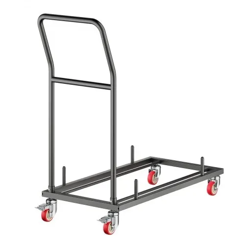 VEVOR Klappstuhlständer, 136 kg Tragkraft, L-förmiger horizontaler Stuhlwagen für 25 Stühle, robuster Stuhl-Aufbewahrungswagen aus Metall mit Gummirädern und -haltern, großer Stuhlhalter, Mattschwarz – Bild 9