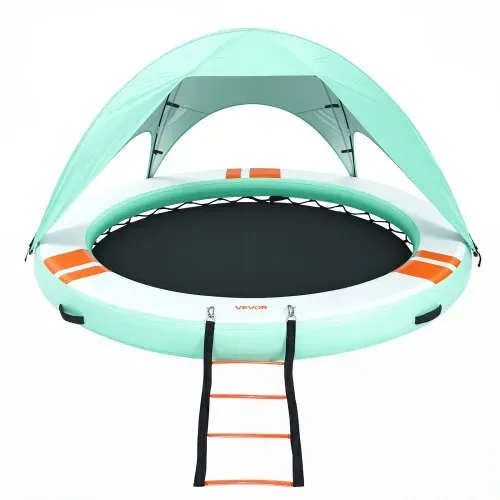 VEVOR Aufblasbares Schwimmdock, φ3,05m, Schwimmplattform mit Rutschfester Oberfläche, Tragetasche, Sonnendach & Abnehmbarer Leiter, Schwimmende Insel, Wasserplattform für Pool, Strand & Meer, Rund – Bild 8