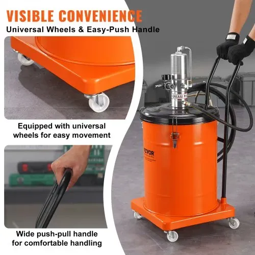 VEVOR Fettpumpe 40L Luftbetriebene Fettpumpe 0,6–0,8 MPa Aluminiumdruckguss-Pumpe -20-100℃ Betriebstemperatur, Pneumatische Fettpumpe NPT-Anschluss Schmierfettpumpe Geeignet für 0-3# Fett – Bild 5