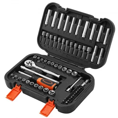 VEVOR Steckschlüsselsatz Ratschensatz 70-tlg. 6,4-mm-Antrieb, SAE und metrisch, tief und flach, Mechaniker-Werkzeugsatz mit Bits Zubehör Aufbewahrungskoffer, CR-V-Legierungsstahl, für Autoreparatur – Bild 8