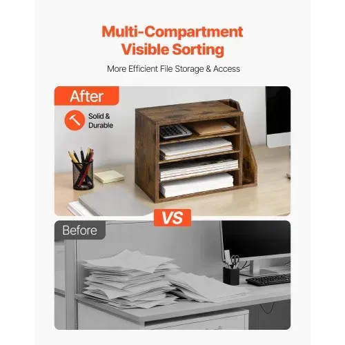 VEVOR Briefablage mit 4 Fächern & Herausnehmbaren Regalböden, Dokumentenablage aus Holz mit Stehsammler, Aktenhalter für Büro Klassenzimmer, Literaturorganizer für Akten Dokumenten Papier, Braun VEVOR Briefablage mit 4 Fächern & Herausnehmbaren Regalböden, Dokumentenablage aus Holz mit Stehsammler, Aktenhalter für Büro Klassenzimmer, Literaturorganizer für Akten Dokumenten Papier, Braun