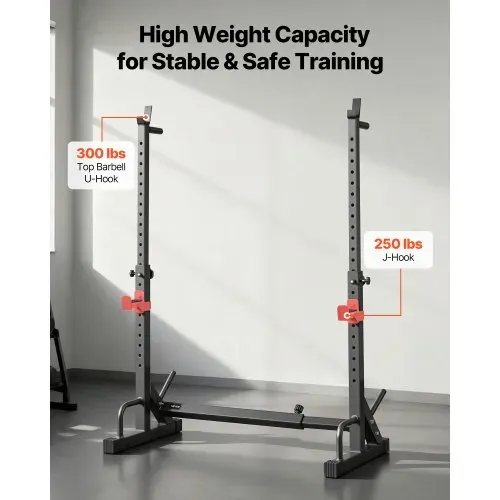 VEVOR Power Cage Squat Rack für Heimfitnessstudio mit verstellbarer Höhe & Breite, 250 kg Tragkraft, Krafttrainingsgerät mit Hantelablagen und J-Haken für Bankdrücken, Kniebeugen und Gewichtheben – Bild 3