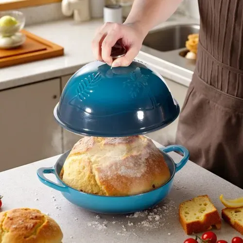 VEVOR Schmortopf aus emailliertem Gusseisen, 4,73 L Dutch Oven zum Backen von Sauerteigbrot, robuster Kochtopf mit Deckel & 2 Griffen, geeignet bis 260 °C, Brottopf zum Kochen und Braten – Bild 7