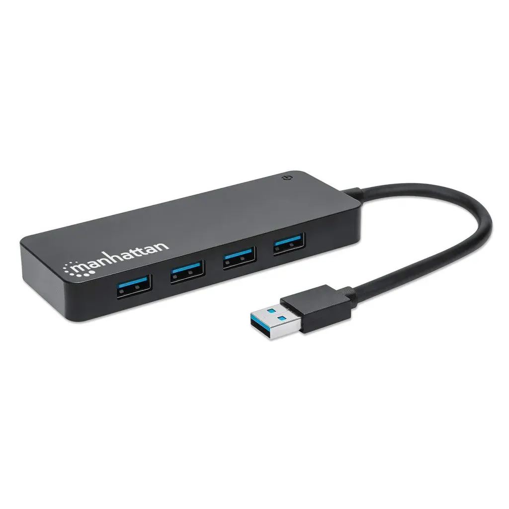 Manhattan 4-Port USB 3.2 Gen 1 Hub, USB-A-Stecker auf 4 x USB-A-Buchse, 5 Gbit/s Datenübertragungsraten, Stromversorgung über USB, schwarz – Bild 2