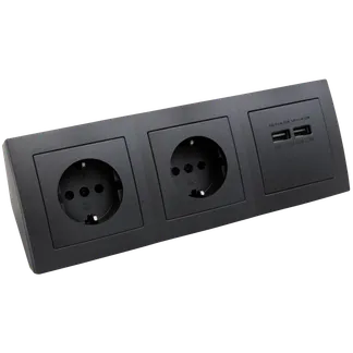 Steckdosenblock McPower “Flair“ anthrazit, 2-fach Schutzkontakt + 2x USB Steckdosenblock McPower “Flair“ anthrazit, 2-fach Schutzkontakt + 2x USB