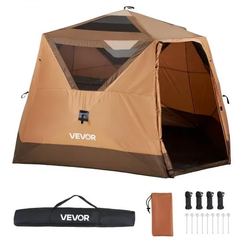 VEVOR Campingzelt 6 Personen, Pop-Up-Zelt mit Regenschutz & Netzfenstern, Schnellaufbau in 60 Sekunden, Tragbares Zelt mit Tragetasche für Familien-Camping & Wanderungen, 330x213x204 cm – Bild 8
