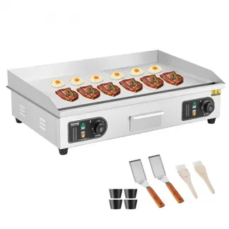 VEVOR Kommerzieller elektrischer Grill, 4400 W, halbflacher Grill für die Arbeitsplatte, einstellbare Temperatur von 50–300 °C, 72 x 39 x 1 cm, Edelstahl-Grillplatte mit 2 Schaufeln und 2 Bürsten VEVOR Kommerzieller elektrischer Grill, 4400 W, halbflacher Grill für die Arbeitsplatte, einstellbare Temperatur von 50–300 °C, 72 x 39 x 1 cm, Edelstahl-Grillplatte mit 2 Schaufeln und 2 Bürsten