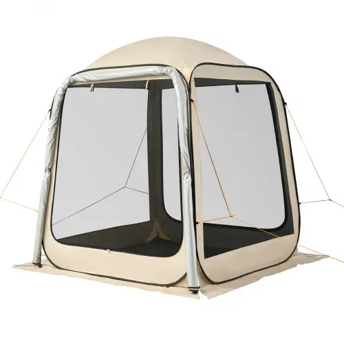 VEVOR Campingzelt, 182,88x182,88 cm, Pop-Up-Zelt für SUV-Heckklappe, tragbares Partyzelt 4-6 Personen mit Tragetasche, Seitenwände aus Netz, für Camping, Garten und Outdoor-Aktivitäten, Beige – Bild 8