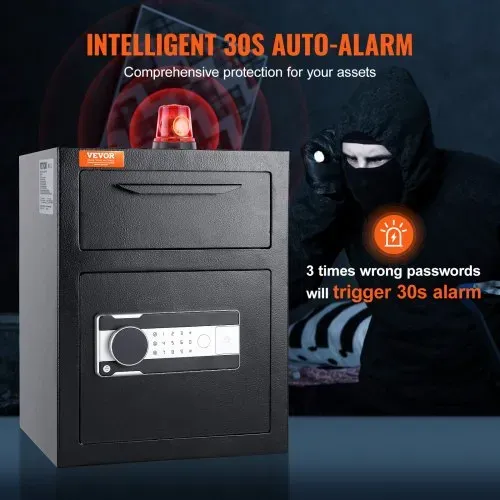 VEVOR 1,7 L Depository Safe, Deposit Safe mit Drop-Slot, elektronischem Codeschloss und 2 Notfallschlüsseln, 45 x 30 x 35 cm, Geschäftssafe für Bargeld, zu Hause, Hotel, Büro – Bild 4
