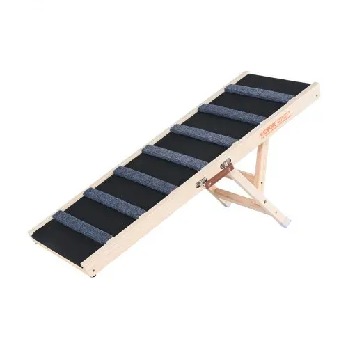 VEVOR Hunderampe 1m lang Hundetreppe mit 7 Querstangen Hundeautorampe aus Kiefernholz Gummi Hundeeinstiegshilfe 5-stufige Höheneinstellungen Tierrampe ca. 45kg Tragfähigkeit für große kleine Hunde – Bild 9