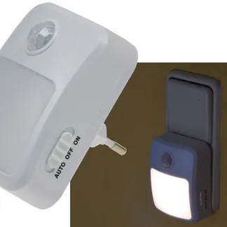 LED Nachtlicht mit Bewegungsmelder 230V, 6 weiße LEDs, On/Off/Auto LED Nachtlicht mit Bewegungsmelder 230V, 6 weiße LEDs, On/Off/Auto