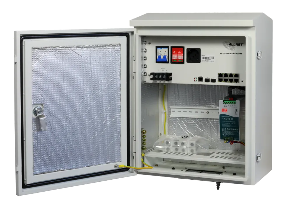 ALLNET DIN-RAIL Wandgehäuse/Outdoor PoE Smart-Managed Switch T220mm, Lichtgrau, IP66, ÜS, ALL-DIN-SGI8012PM – Bild 3