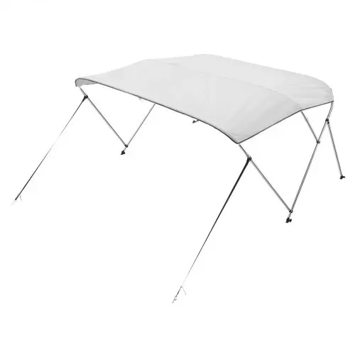 VEVOR Bimini Top Bootsabdeckung Sonnenverdeck (3 Bögen) aus 600D Polyester mit Rahmen aus Aluminiumlegierung, wasserdichte Sonnenschutz-Bootsmarkise mit Aufbewahrungstasche, 137-152 cm (B) Hellgrau – Bild 10