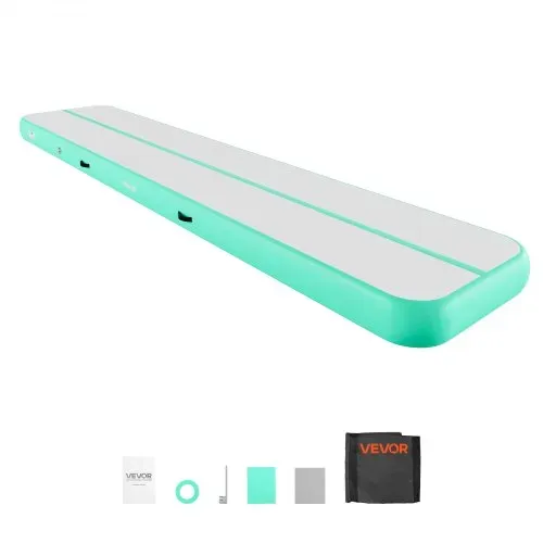 VEVOR Aufblasbare Gymnastikmatte 500x100x20 cm Airtrack-Turnmatte für Training, Wettkampfsport & Yoga, mit Rutschfester Oberfläche, 600-W-Elektroluftpumpe, Reparaturflicken, Düsen & Tasche, Mintgrün – Bild 8