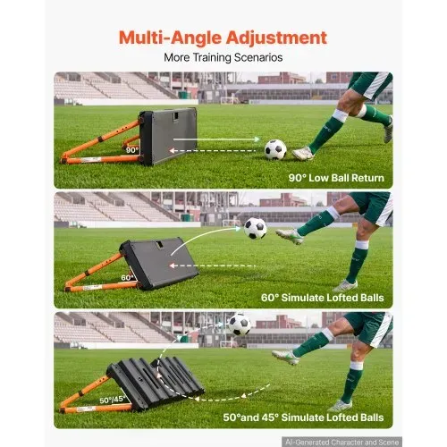 VEVOR Fußball Rebound Board 95 x 25 x 46 cm Doppelseitiges Prellwand Brett für Parks Gärten und Heimtraining, 4 Verstellbare Winkel, Tragbarer Wasserbefüllbarer PE-Rückstoßtrainer, 4,2 kg Leergewicht – Bild 4