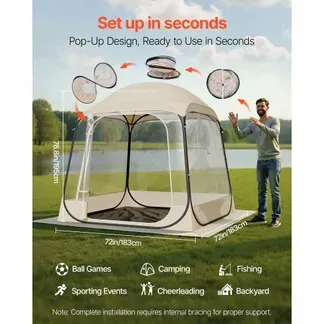 VEVOR Transparentes Zelt, 183x183x195 cm, Pop-up-Zelt für 5–6 Personen, Sportzelt mit Bodenmatte & oberer Abdeckung, Outdoor-Bubble-Zelt, Campingunterstand für Veranstaltungen, Angeln, Jubeln VEVOR Transparentes Zelt, 183x183x195 cm, Pop-up-Zelt für 5–6 Personen, Sportzelt mit Bodenmatte & oberer Abdeckung, Outdoor-Bubble-Zelt, Campingunterstand für Veranstaltungen, Angeln, Jubeln