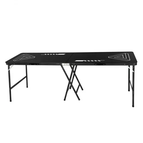 VEVOR Klappbarer Bierpong-Tisch 2,4 x 0,6 x 0,9 m mit 6 Tischtennisbällen, Faltbarer Beer-Pong-Tisch Tragbar mit Tragegriffen, Ideal für Büro, Grillpartys, Reisen und Camping, Schwarz – Bild 9