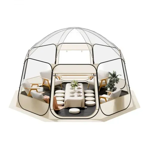 VEVOR Pop-up-Bubble-Zelt, 458 x 432 x 230 cm, transparentes Campingzelt, Garten-Kuppel-Iglu-Zelt mit Fenstern, Sportzelt, 540°-Panoramablick, für 12–15 Personen, Terrasse, Hinterhof – Bild 10