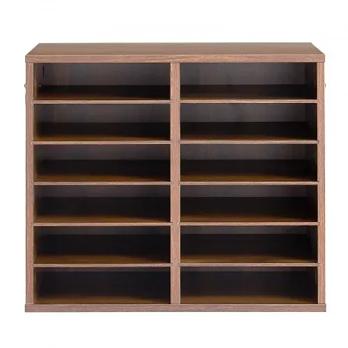 VEVOR Dokumentenablage Holz Schreibtisch Organizer mit 12 Fächern Braun, Ablagefach für Standard-A4-Dokumente Akten & Papiere, mit Verstellbaren Einlegböden für Büro, Zuhause & Klassenzimmer, MDF – Bild 9