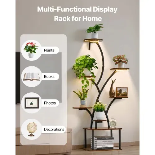 VEVOR Pflanzenständer mit Wachstumslichtern, 8-stöckiges Pflanzenregal, Blumenständer, 3 Timer- & 10 Helligkeitsstufen, Blumenregal als Dekoration für Wohnzimmer & Balkon, 920x310x1575 mm – Bild 4