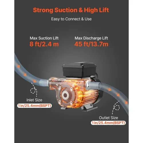 VEVOR Kraftstoff-Transferpumpe, 230 V AC, elektrische Diesel-Transferpumpe, 60 l/min, mit automatischer Abschaltung der Kraftstoffdüse, 2 Schläuchen, 13,7 m Förderhöhe, für Kerosin, Biodiesel – Bild 2