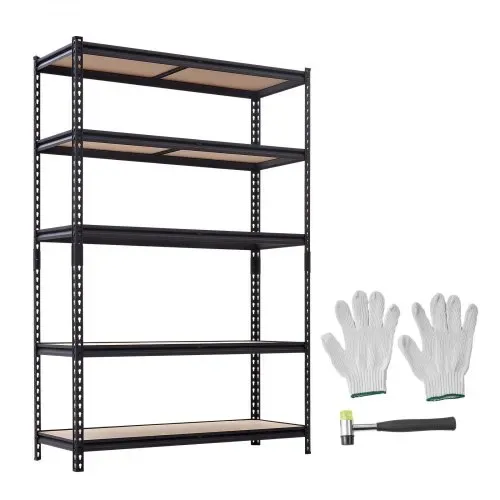 VEVOR Schwerlastregal Lagerregal mit 5 Ablagen 1228x459x1813mm 907,2kg, Stahlgestell, Teilbares & Verstellbares Design für DIY, Werkbank Funktion, Flexibles Steckregal für Keller Garage Werkstatt – Bild 8