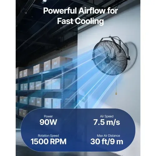 VEVOR Wandventilator, 57 cm, wasserdichter oszillierender Wandventilator, 3 Geschwindigkeiten, 4150 CFM, gewerblicher Wohnventilator zur Kühlung von Lager, Gewächshaus, Werkstatt, Terrasse, Schwarz VEVOR Wandventilator, 57 cm, wasserdichter oszillierender Wandventilator, 3 Geschwindigkeiten, 4150 CFM, gewerblicher Wohnventilator zur Kühlung von Lager, Gewächshaus, Werkstatt, Terrasse, Schwarz