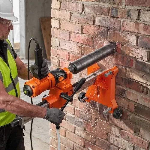VEVOR Diamant Kernbohrmaschine 1500 W Kernbohrgerät Trocken/Nass max. 200 mm, für Beton Keramikfliesen Ziegel Asphalt Marmorböden, 4 Bohrer, 2-in-1 Hand-/Stativgerät, 1000/2300 U/min, UNC1 1/4–7 Gewinde – Bild 7