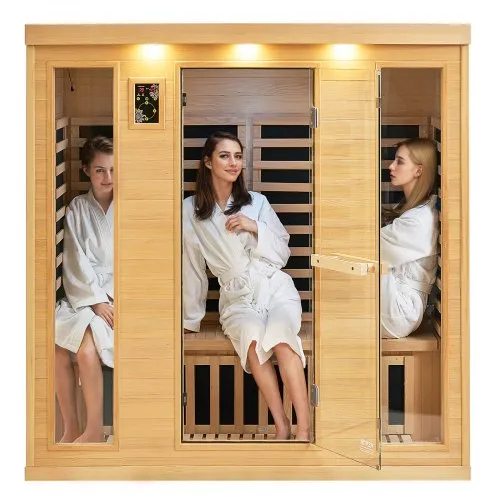 VEVOR Ferninfrarot-Holzsauna, Sauna-Spa für Zuhause, für 3 bis 4 Personen, Niedrige EMF-Ferninfrarot-Sauna aus Hemlockholz mit gehärteter Glastür & Bluetooth-Lautsprechern & Farblichttherapie, 2580 W VEVOR Ferninfrarot-Holzsauna, Sauna-Spa für Zuhause, für 3 bis 4 Personen, Niedrige EMF-Ferninfrarot-Sauna aus Hemlockholz mit gehärteter Glastür & Bluetooth-Lautsprechern & Farblichttherapie, 2580 W