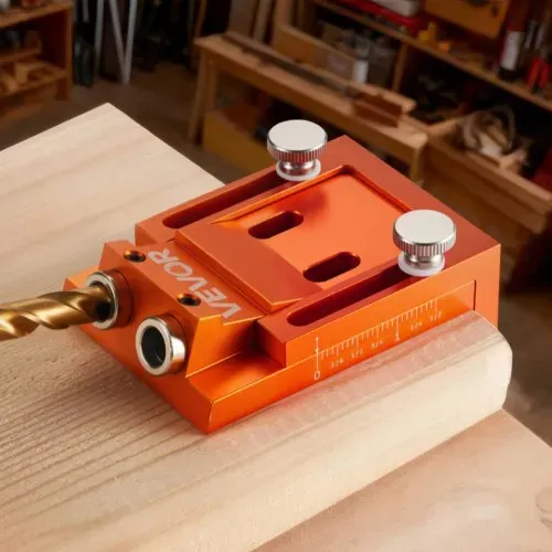 VEVOR Pocket Hole Jig Set Taschenloch-Vorrichtungssatz 12-48 mm Vorrichtungs-Taschenlochsystem mit Stufenbohrer, Sechskantschlüssel, Bohrstoppring, Vierkant-Antriebsbit, Dübel und Schrauben – Bild 7