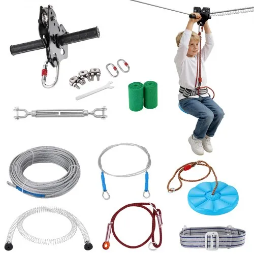 VEVOR Zipline Seilrutsche, 35,58 m Seilbahn, Zip Line Kit bis 150 kg, Backyard Zip Line Kit mit Verbessertem Federbremssystem, Seilbahn für Garten (Nur für Teenager. Nicht für Erwachsene.) VEVOR Zipline Seilrutsche, 35,58 m Seilbahn, Zip Line Kit bis 150 kg, Backyard Zip Line Kit mit Verbessertem Federbremssystem, Seilbahn für Garten (Nur für Teenager. Nicht für Erwachsene.)