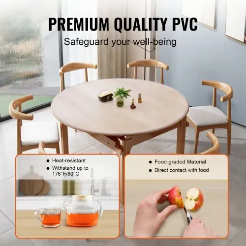 VEVOR Tischfolie Tischschutz Transparent 1,5 mm Dicke, φ 1230 mm Tischschutz-Folie PVC Runde Tischdecke Tischfolie Abwaschbar Verschleißfest Hitzebeständig Wasserdichte Tisch-Schutzfolie Wohnzimmer – Bild 2
