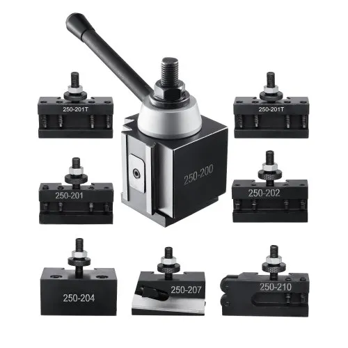 VEVOR Schnellwechsel-Werkzeughalter-Set, 8-teilig, Stahlhalter, Kolbenbauart, für Mini-Drehmaschinen und Metalldrehmaschinen mit 254-381mm Umlaufdurchmesser, langlebiges Stahlmaterial, ideale für Ihre Werkstatt VEVOR Schnellwechsel-Werkzeughalter-Set, 8-teilig, Stahlhalter, Kolbenbauart, für Mini-Drehmaschinen und Metalldrehmaschinen mit 254-381mm Umlaufdurchmesser, langlebiges Stahlmaterial, ideale für Ihre Werkstatt