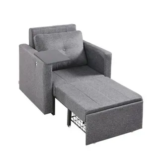 VEVOR Schlafsofa umbaubares Schlafbett mit Seitentasche & Kissen & Armlehne, Schlafsessel Einzelsessel mit 5-fach verstellbarer Rückenlehne, Einzel-Ausziehcouch mit 2 Rädern und Stauraum unten, Grau VEVOR Schlafsofa umbaubares Schlafbett mit Seitentasche & Kissen & Armlehne, Schlafsessel Einzelsessel mit 5-fach verstellbarer Rückenlehne, Einzel-Ausziehcouch mit 2 Rädern und Stauraum unten, Grau